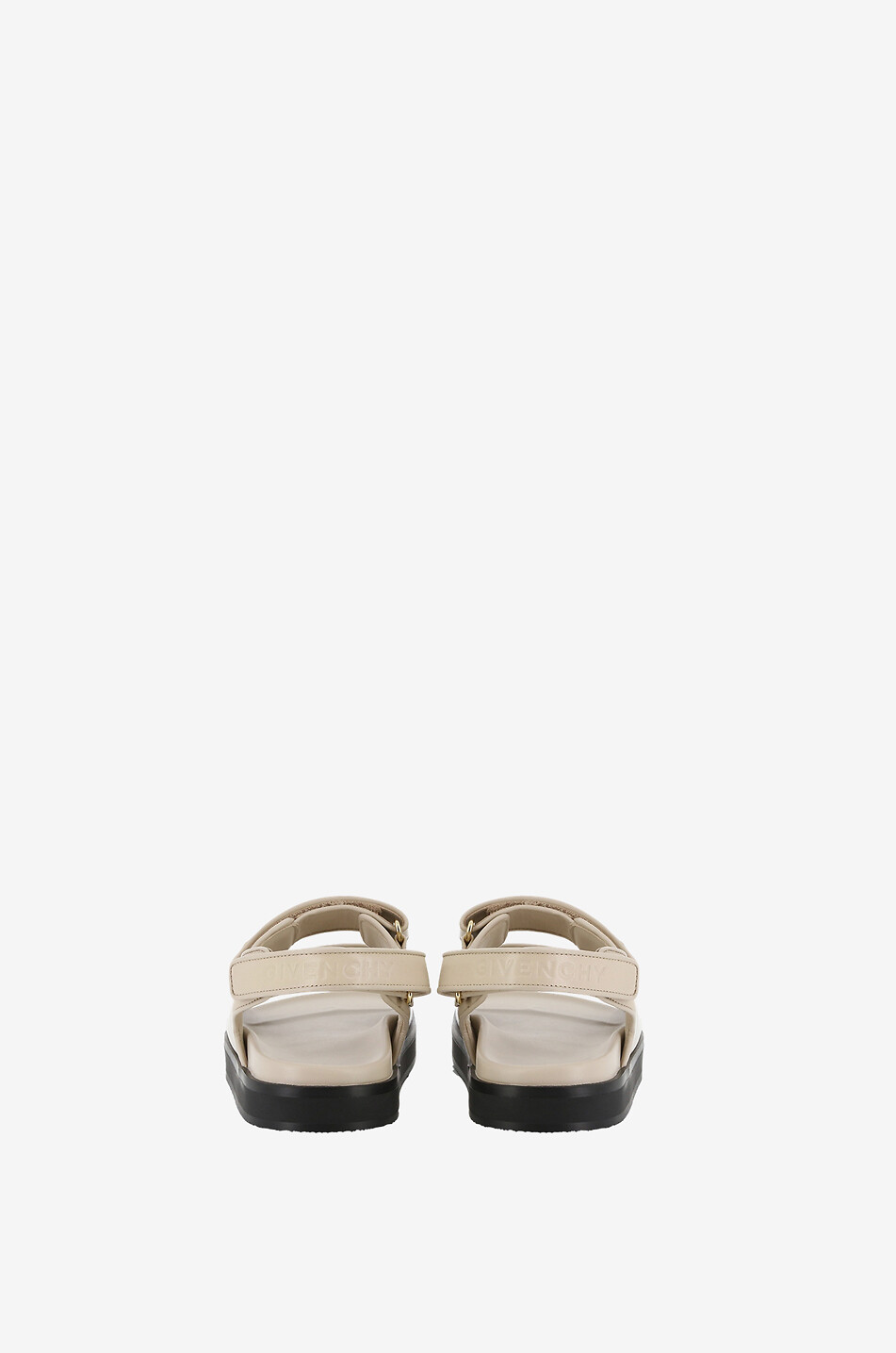 GIVENCHY Sandales plates utilitaires en cuir lisse 4G Strap Femme BEIGE 6