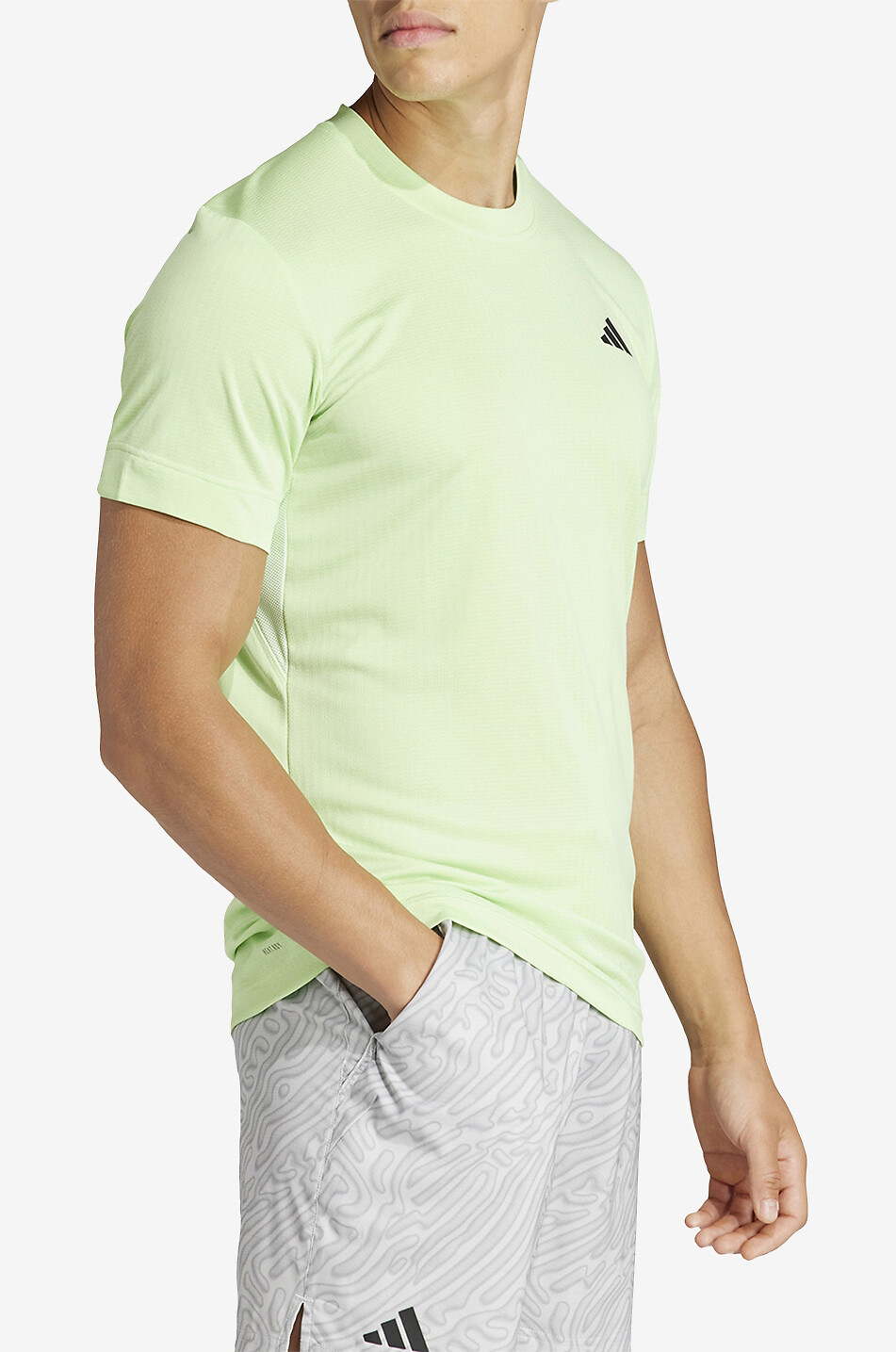 ADIDAS Kurzarm-Slim-Fit-Tennis-T-Shirt FreeLift Herren HELLGRÜN 3
