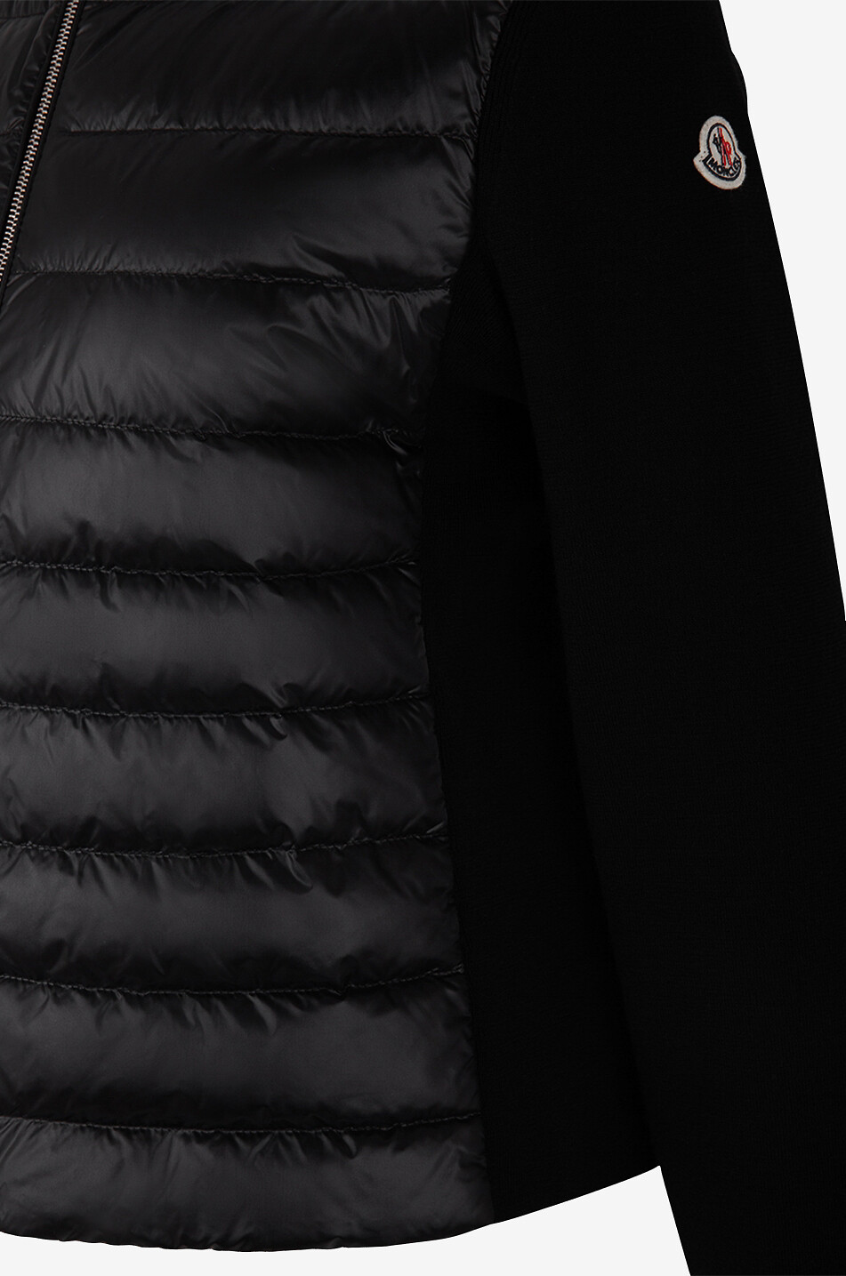 Cardigan ajusté zippé en laine et parties doudoune