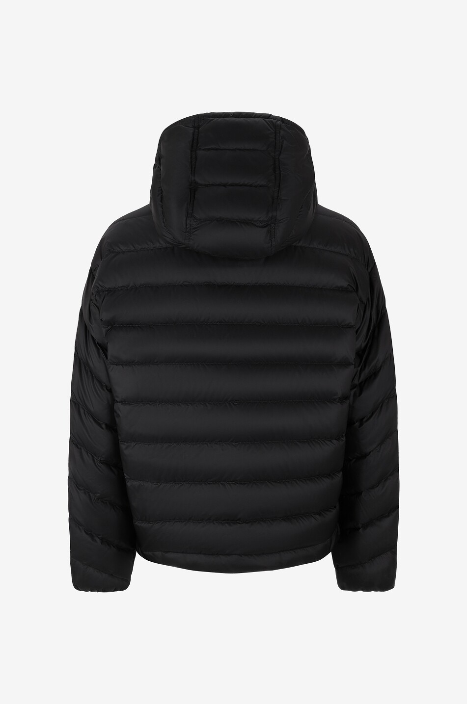 MONCLER Kurze leichte Daunenjacke mit Kapuze und silbernem Ripstopfutter Delfo Damen SCHWARZ 2