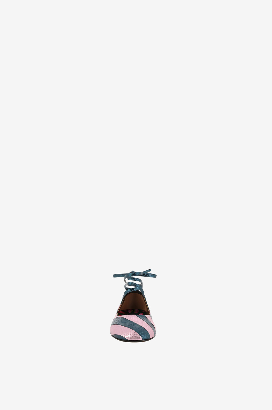Gestreifte Metallic-Ballerinas Faux Python