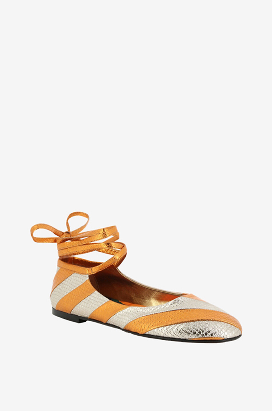Gestreifte Metallic-Ballerinas Faux Python