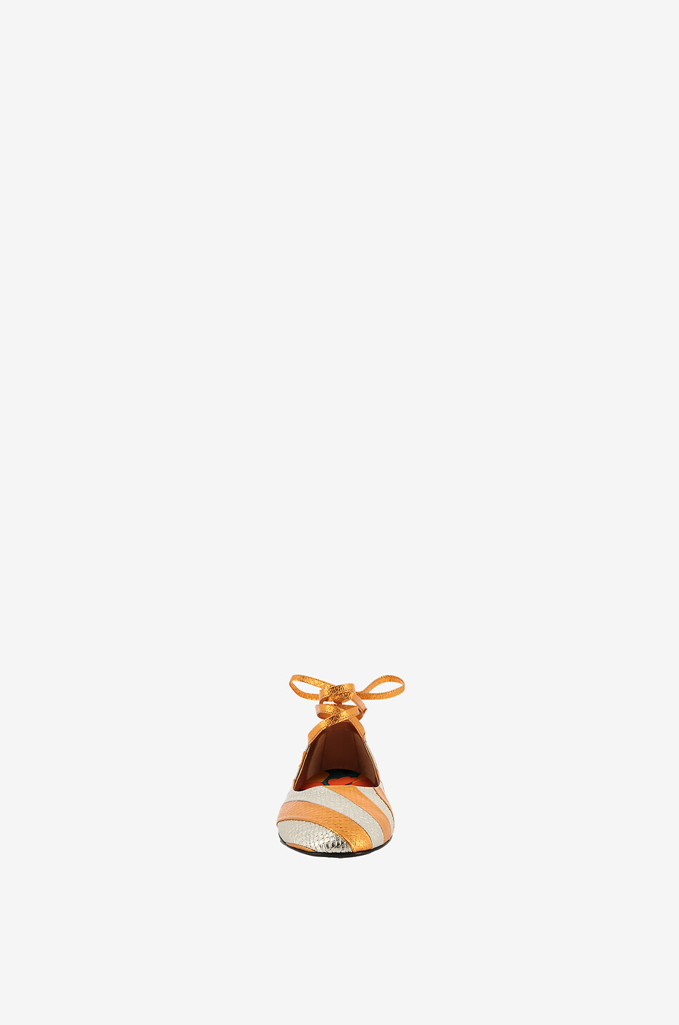 Gestreifte Metallic-Ballerinas Faux Python