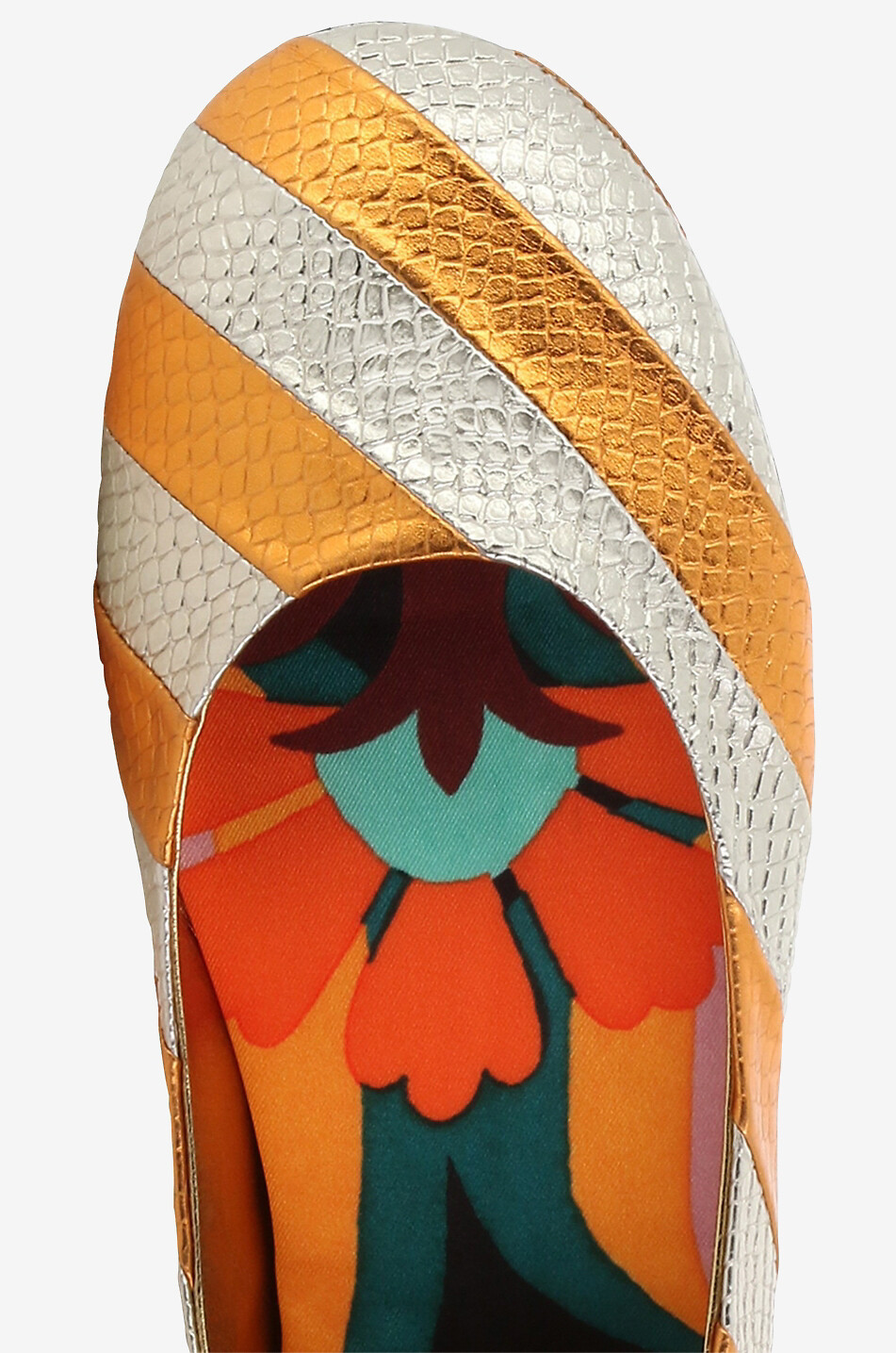 Gestreifte Metallic-Ballerinas Faux Python
