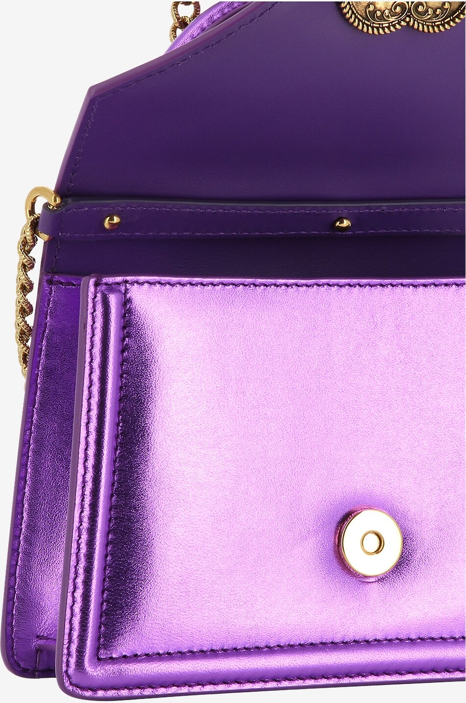 DOLCE & GABBANA Devotion small metallic leather handbag Women PURPLE 5