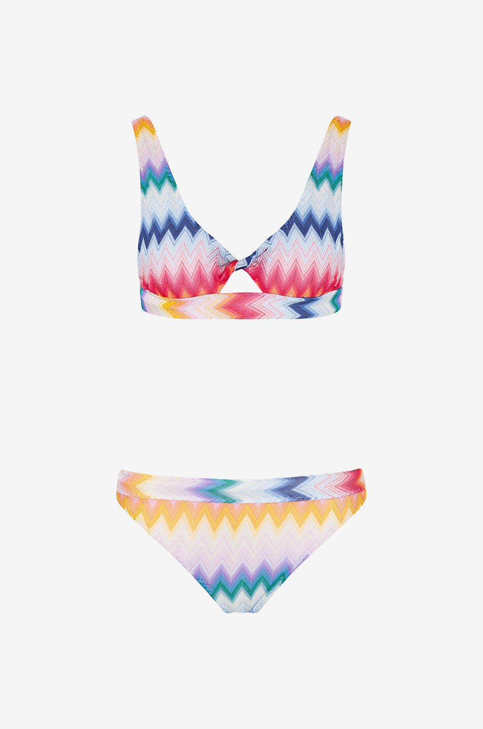 MISSONI Herringbone and Lurex adorned triangle knit bikini Women MULTI COLOURED 1