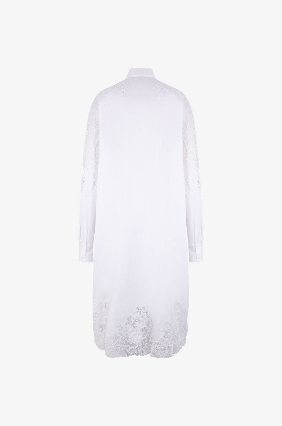ERMANNO SCERVINO Gerades Midi-Hemdkleid aus Popeline und Spitze Damen WEISS 2