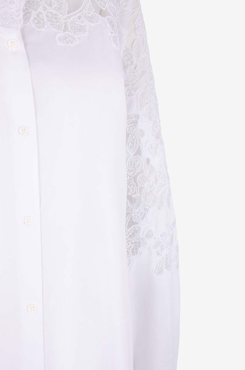 ERMANNO SCERVINO Gerades Midi-Hemdkleid aus Popeline und Spitze Damen WEISS 3