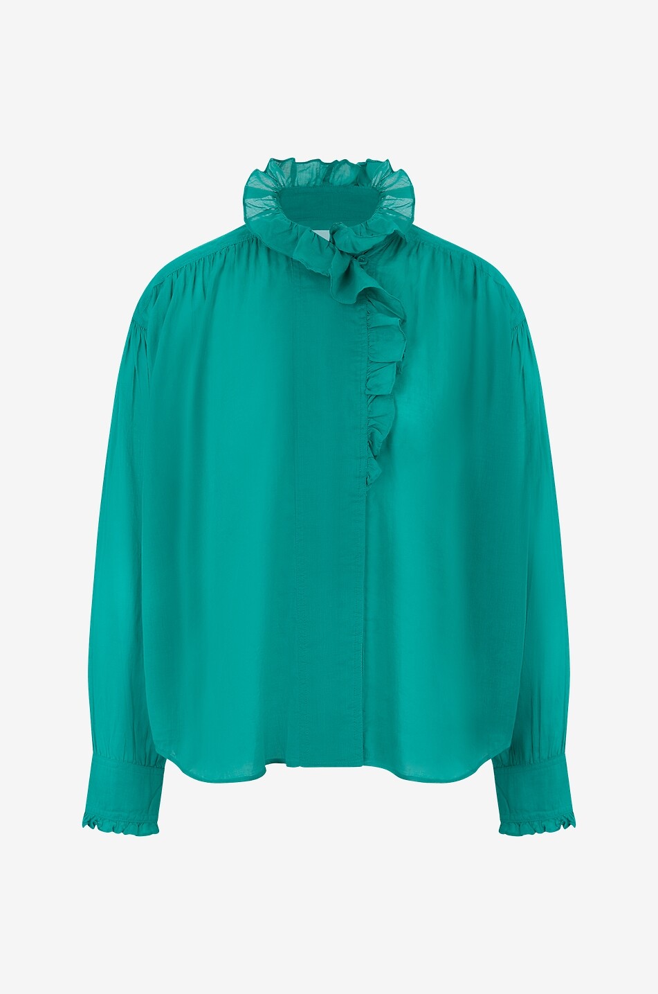 Gerüschte Bluse aus Baumwollvoile Pamias