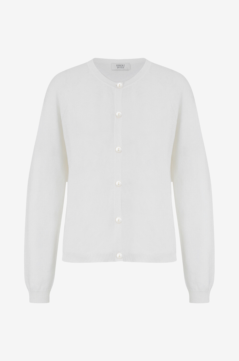 BONGENIE Fine button-down crewneck cotton and cashmere cardigan Women EGGSHELL 1