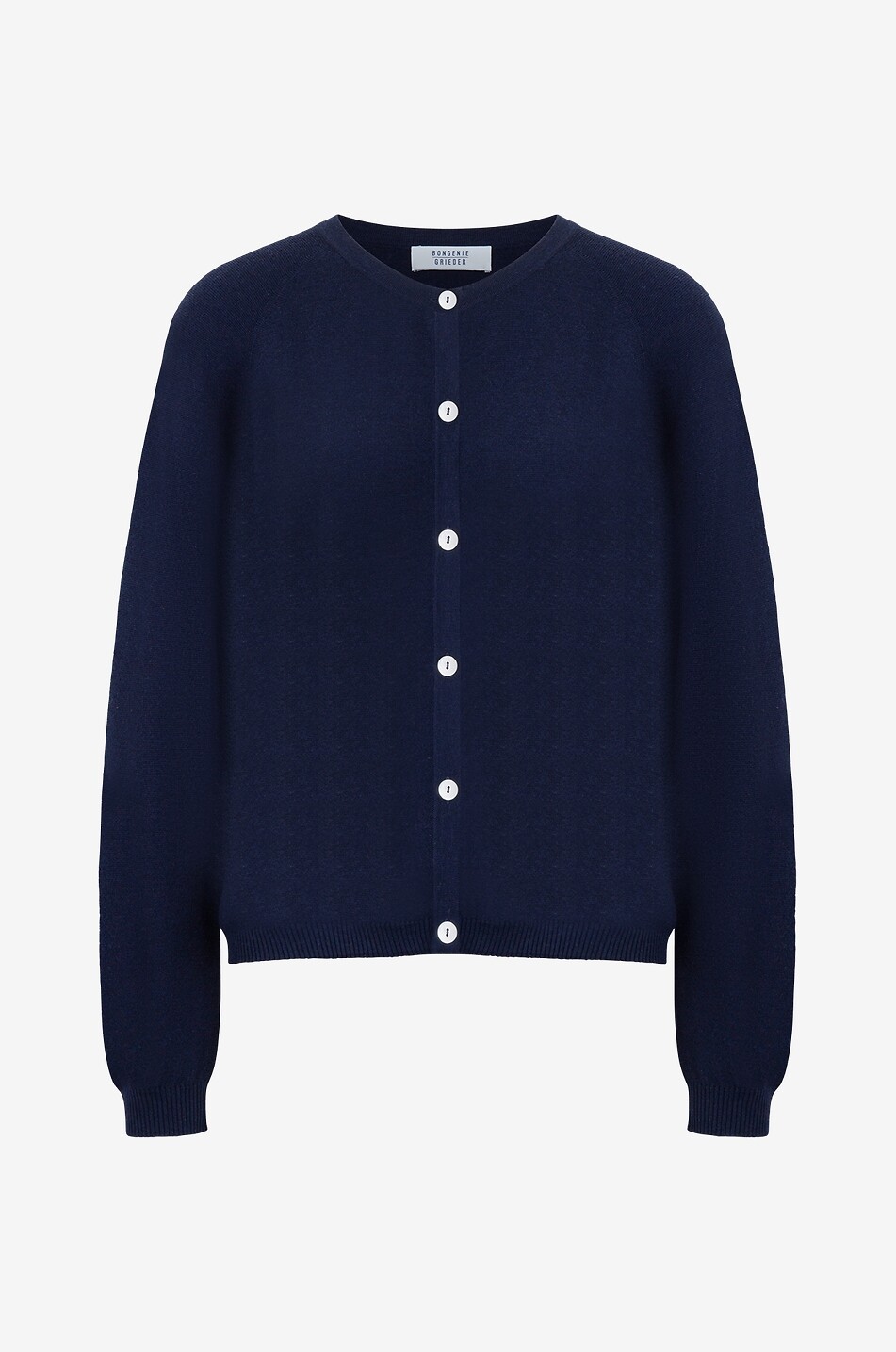 BONGENIE Fine button-down crewneck cotton and cashmere cardigan Women DARK BLUE 1