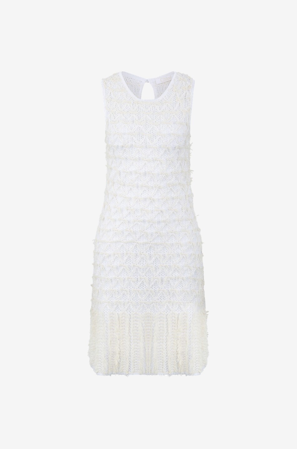 Mini robe sans manches enmaille dentelle tweed