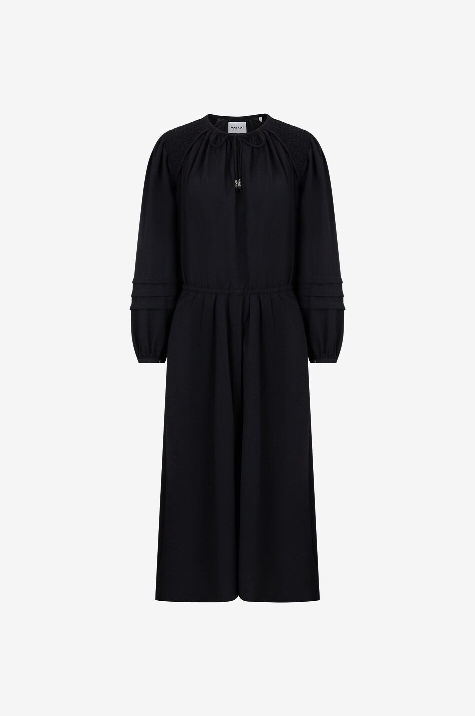 Midilanges Crêpe-Kleid mit Puffärmeln Lydie