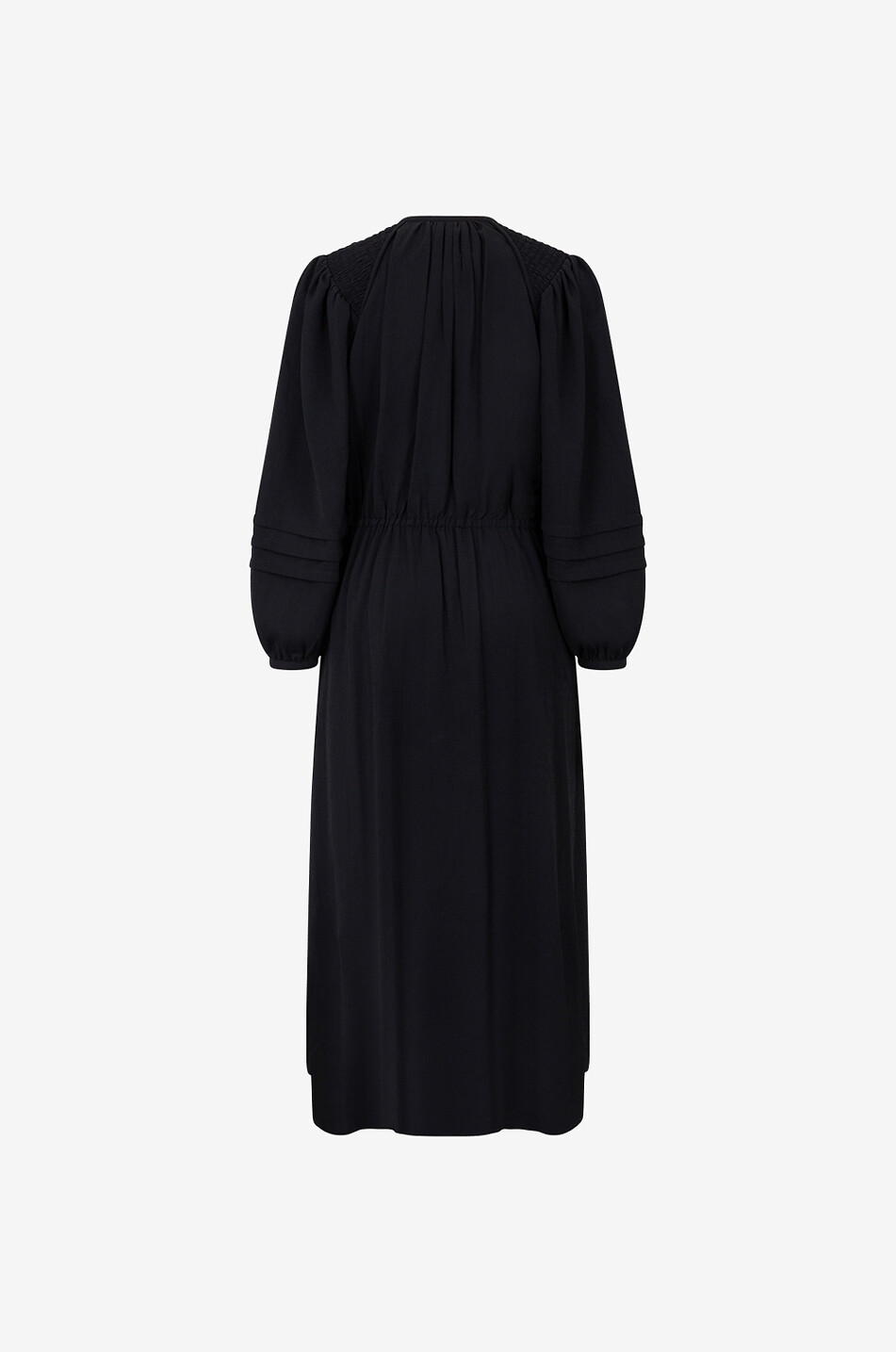 Robe midi en crêpe à manches bouffantes Lydie