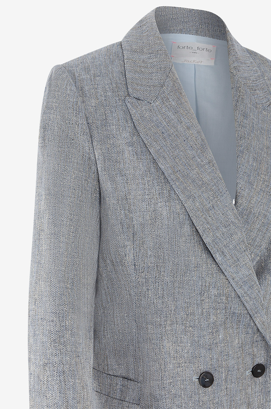 FORTE FORTE Linen and cotton blazer with glittering herringbone pattern Women LIGHT BLUE 3