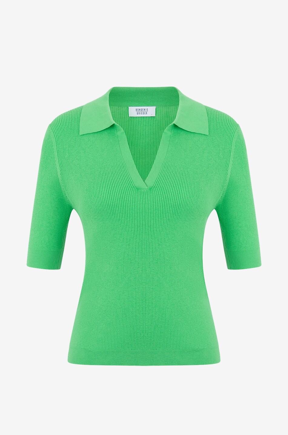 Polo en maille côtelée en coton et cachemire