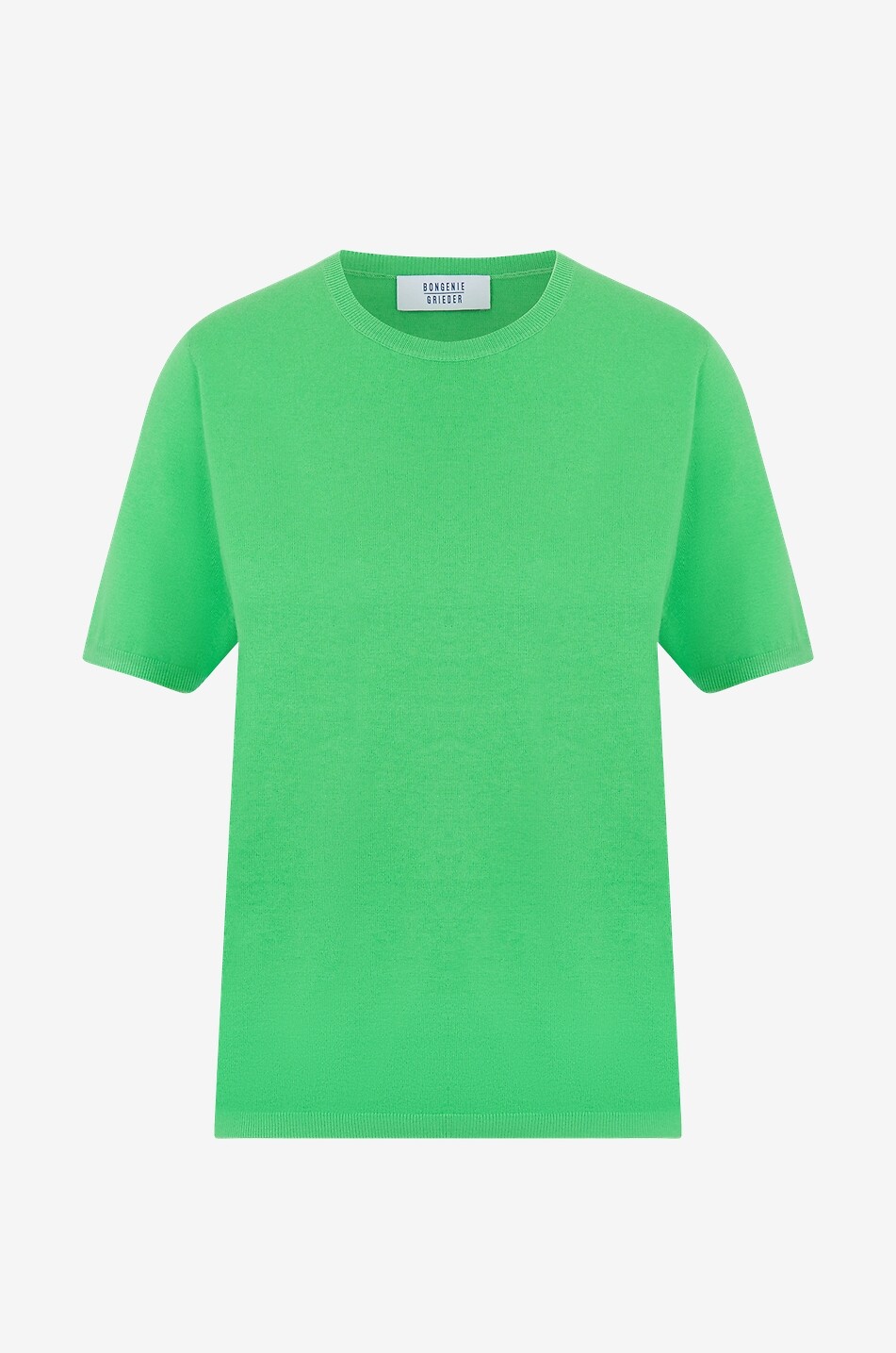 BONGÉNIE Pull fin à manches courtes en coton et cachemire Femme VERT 1