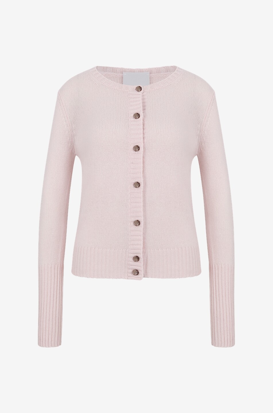 Cardigan boutonné à col rond en cachemire