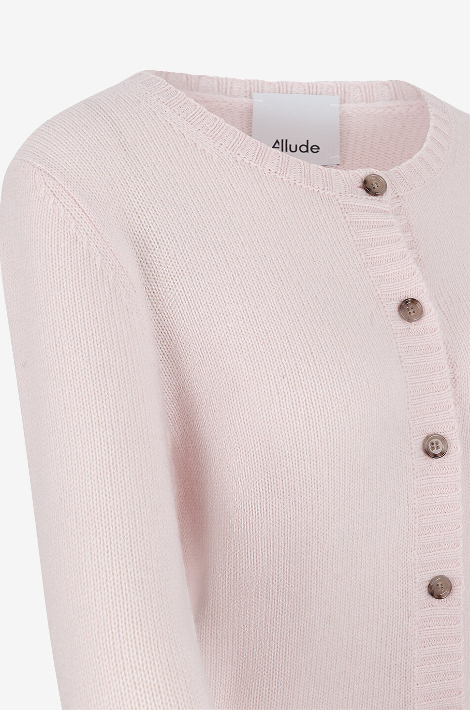 ALLUDE Cashmere button-down round neck cardigan Women LIGHT PINK 3