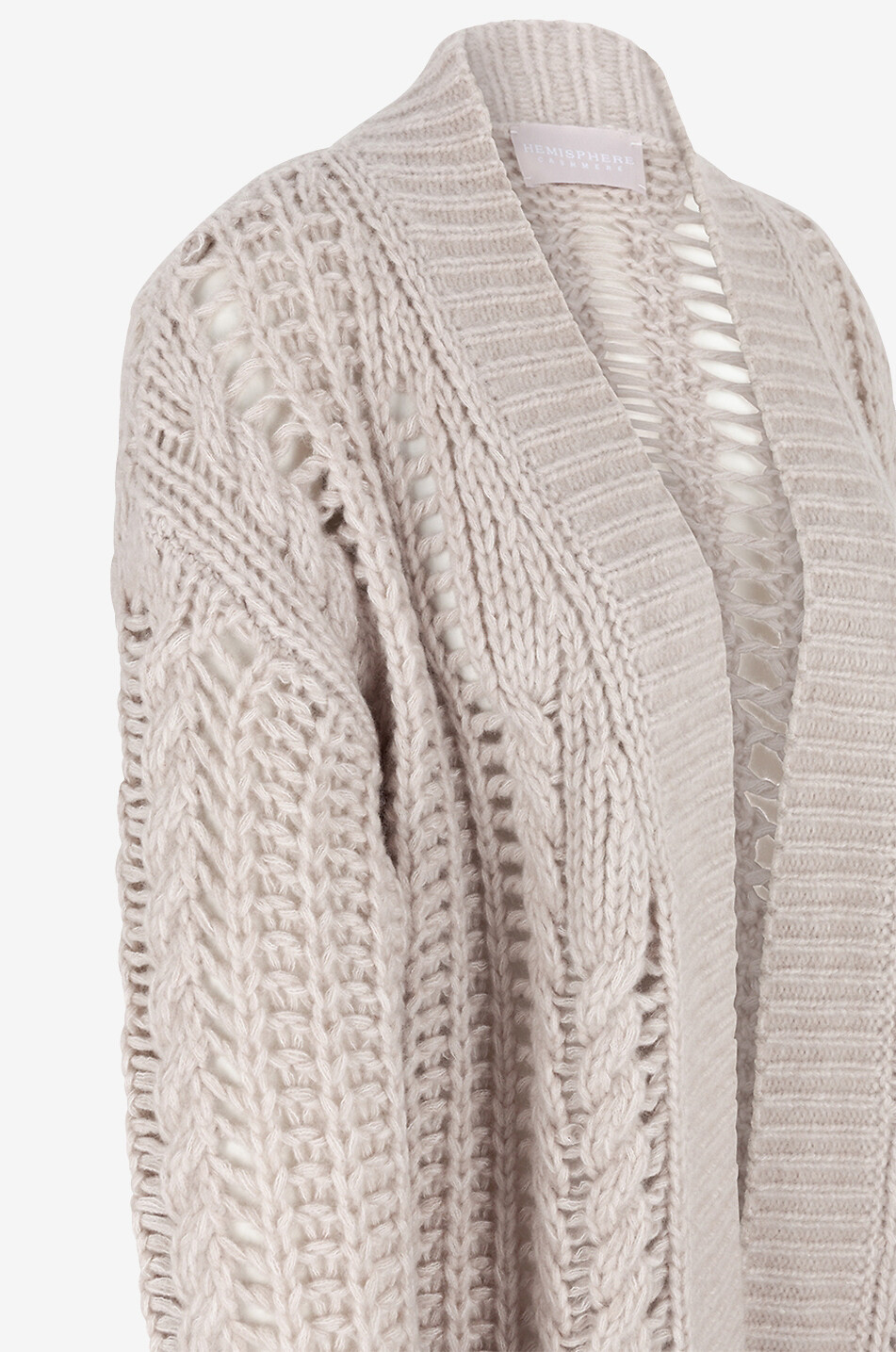 Langer Lochstrick-Cardigan aus Kaschmir und Baumwolle