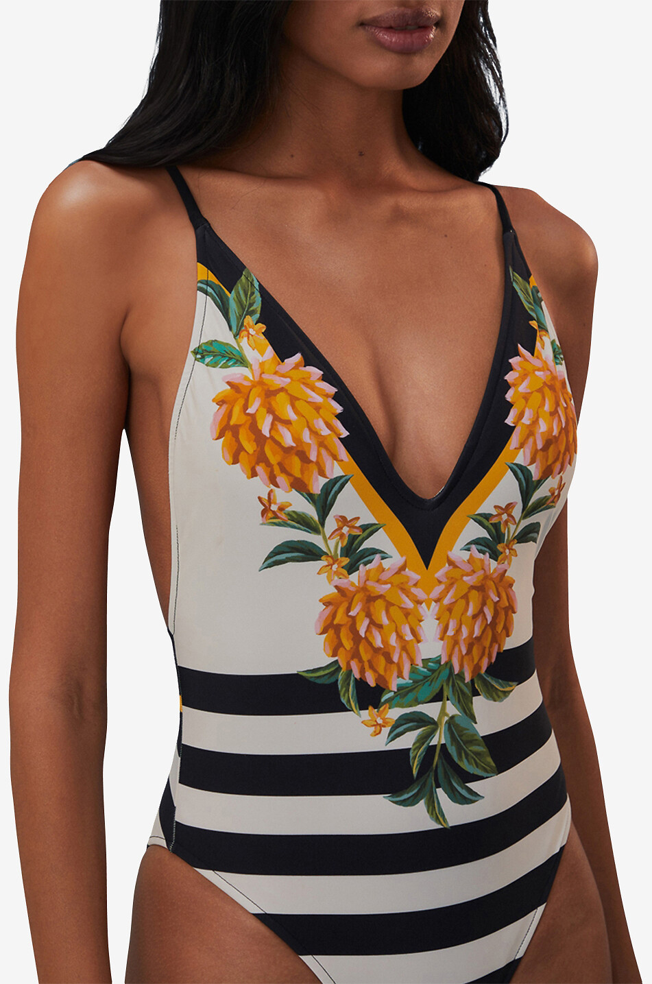 Maillot de bain imprimé rayures et fleurs Biriba