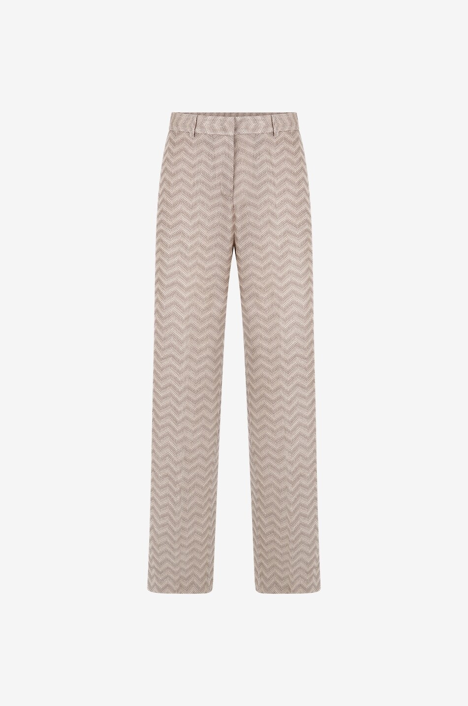 Pantalon droit en coton piqué motif chevrons