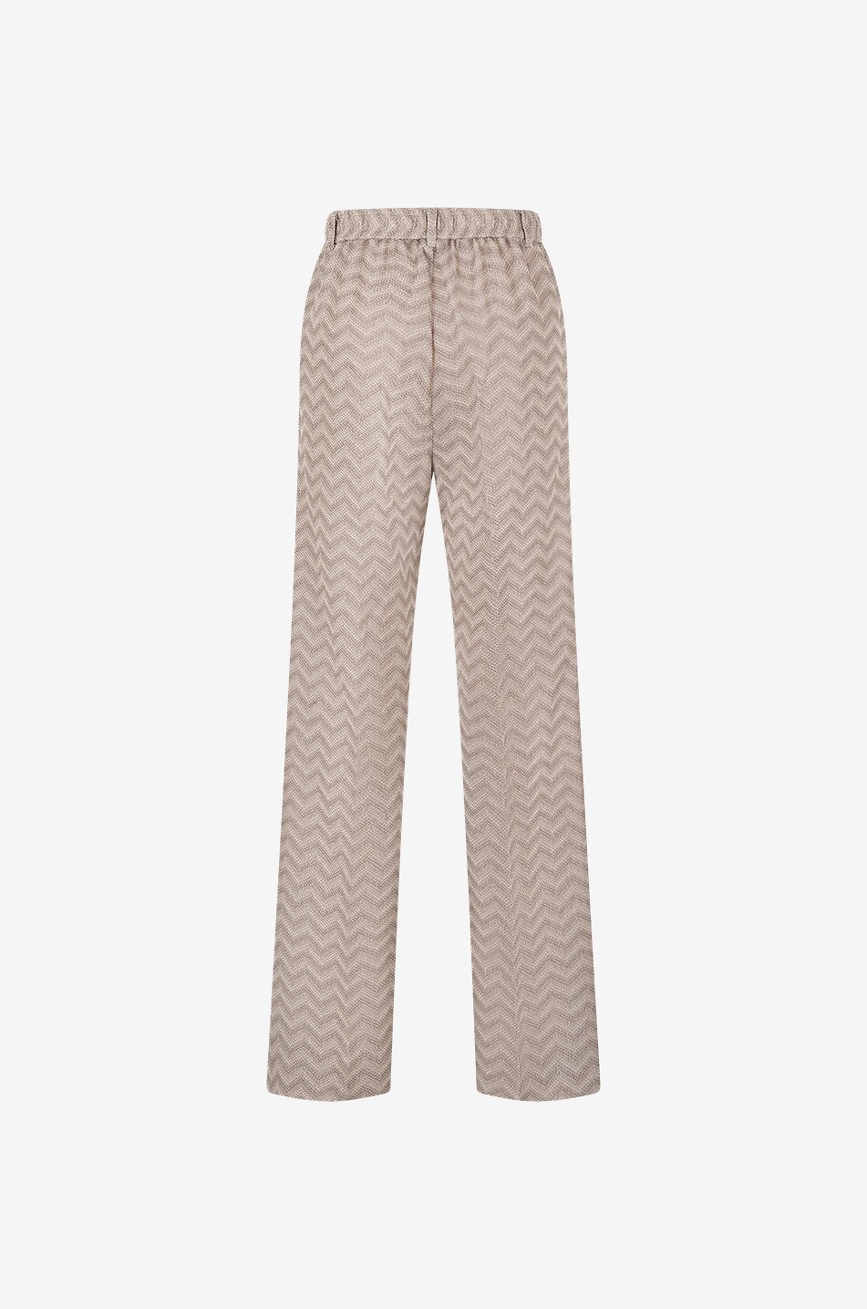 Pantalon droit en coton piqué motif chevrons