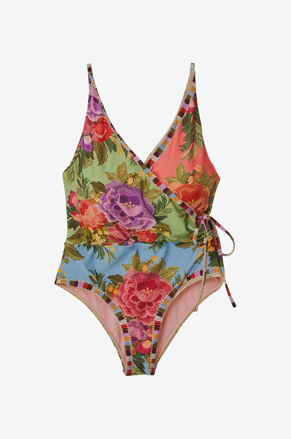 Flower Scarves printed wrap effect swimsuit