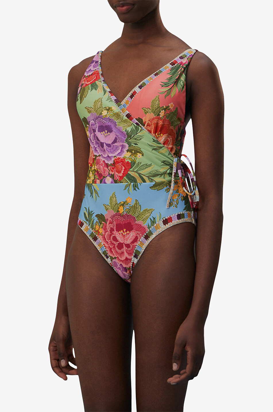 Flower Scarves printed wrap effect swimsuit