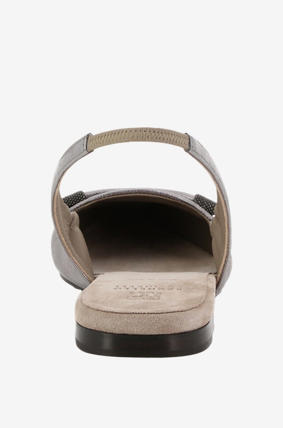 BRUNELLO CUCINELLI Monile pointy-toe slingback ballet flats in metallic leather Women SILVER 4