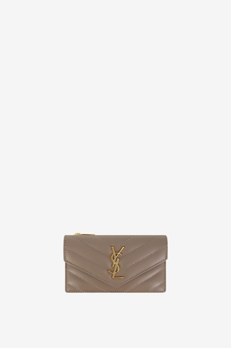 SAINT LAURENT PARIS Kartenetui mit Klappe aus gestepptem Nappaleder Cassandre Fragments Damen BEIGE 1