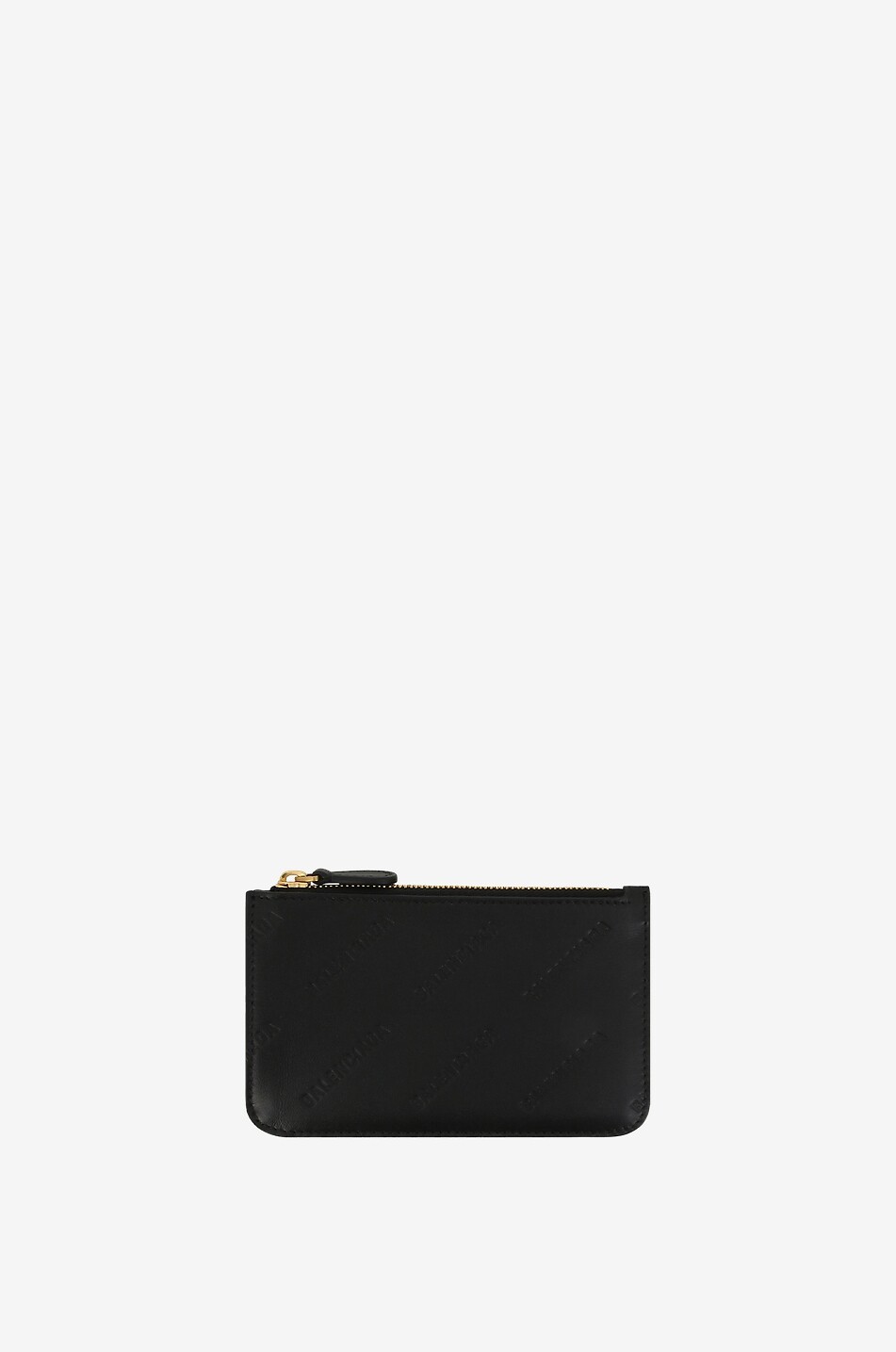 BALENCIAGA Porte-cartes zippé en cuir gravé logos Cash Femme NOIR 1
