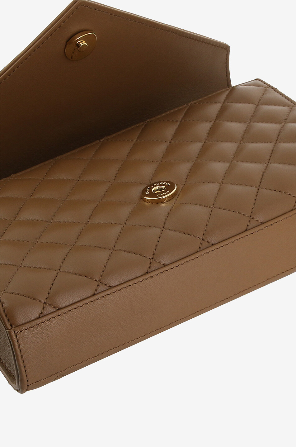 SAINT LAURENT PARIS Sac porté épaule en cuir nappa Envelope Small Mixed Matelassé Femme MARRON 5