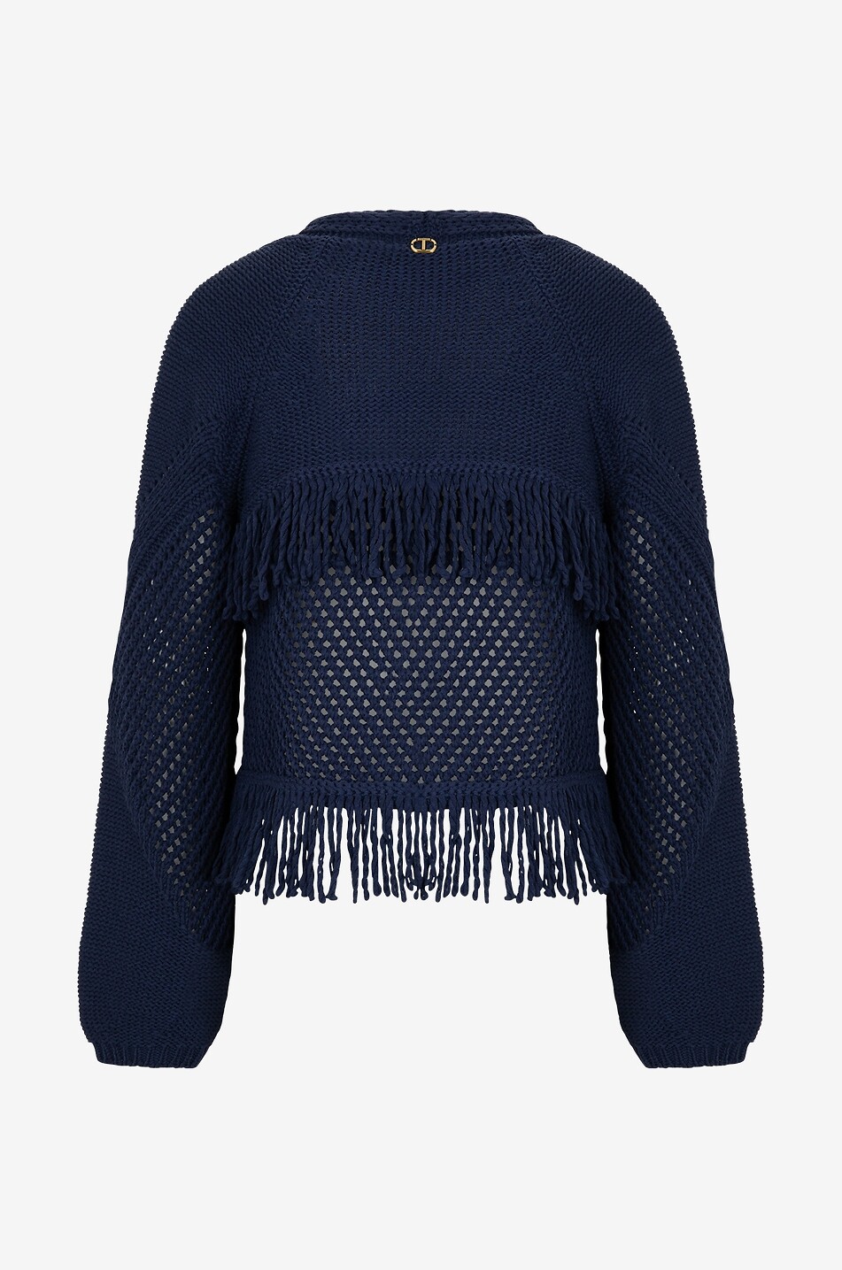 Häkelcardigan mit Lochmotiv und Fransen