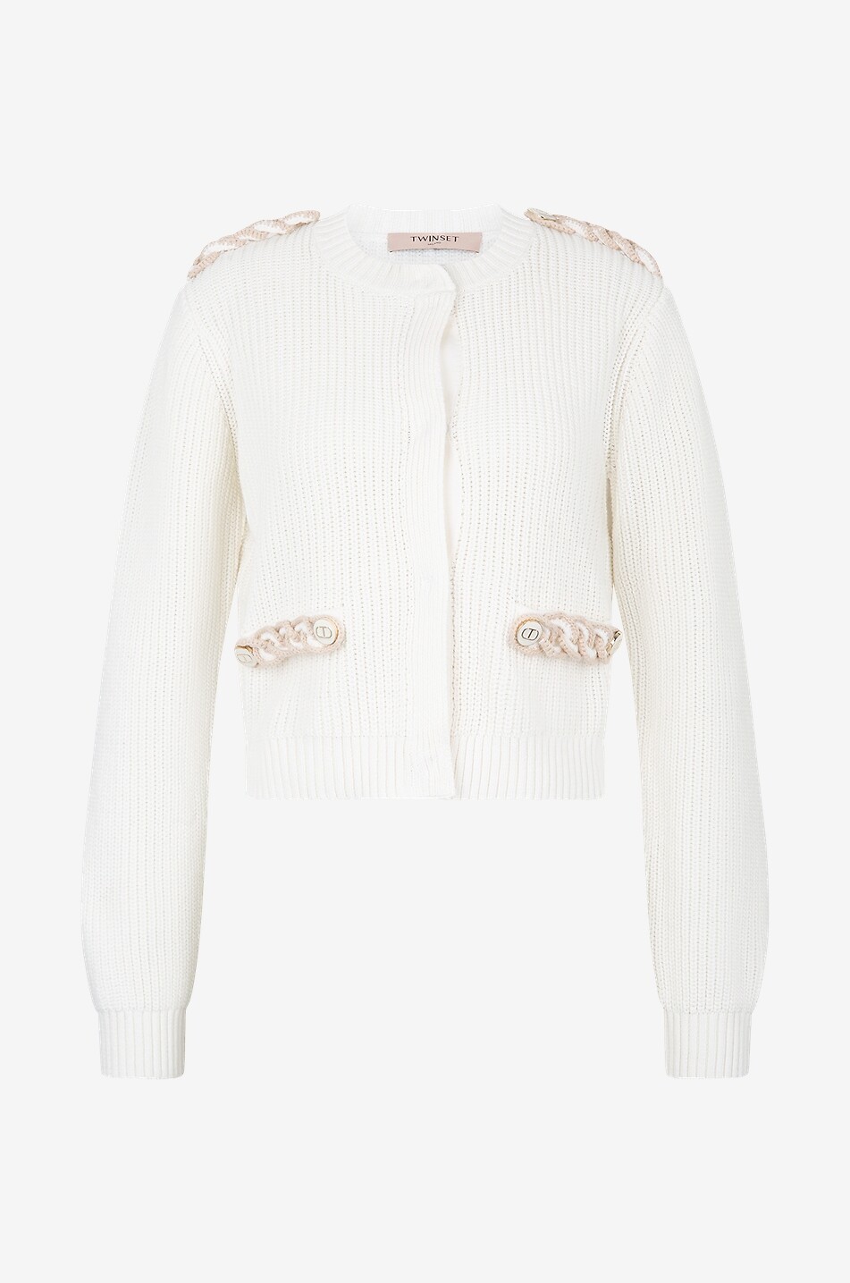 Cardigan en coton détail chaînes en maille