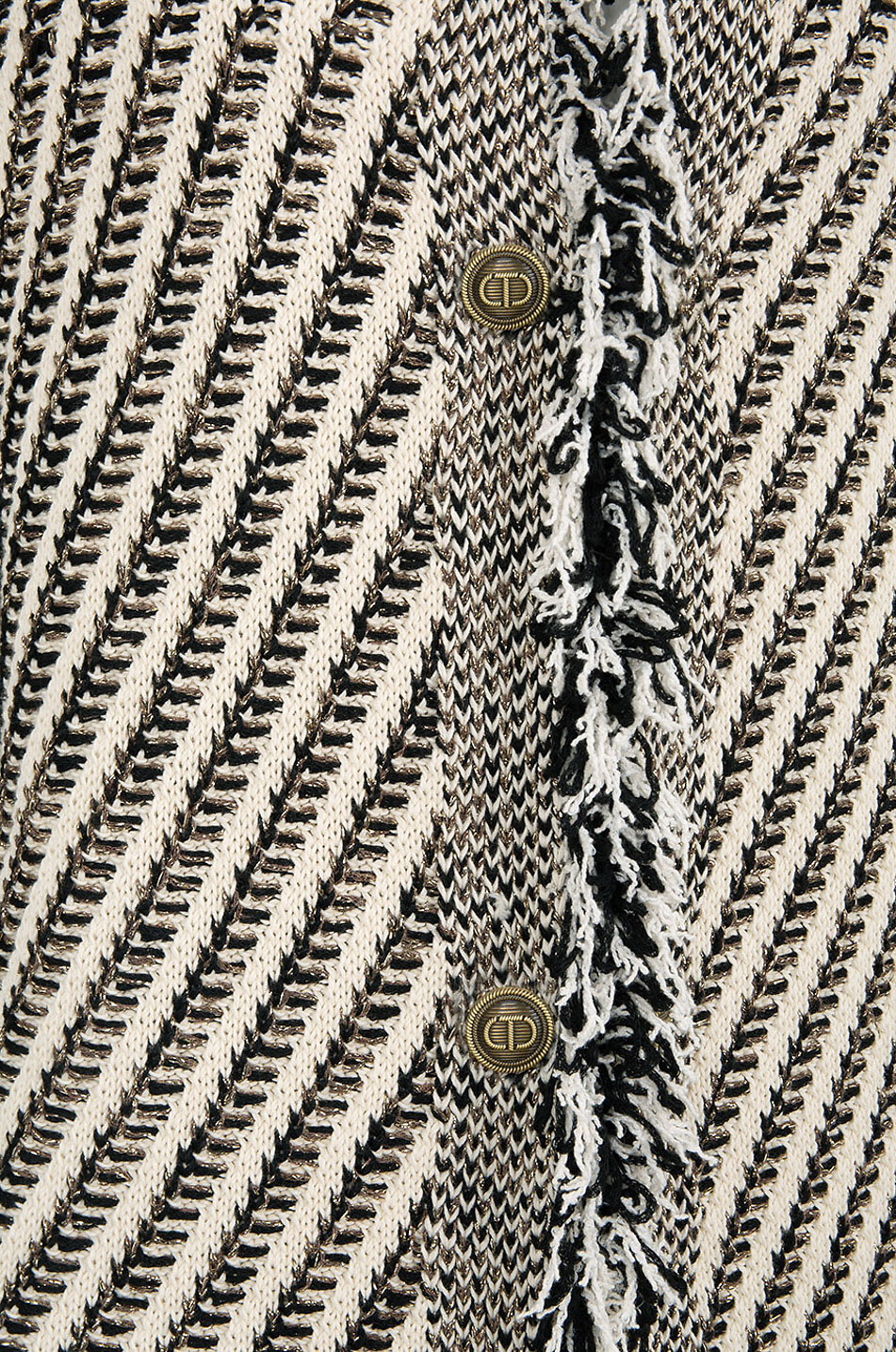TWINSET Manteau à diagonales trois quarts en coton et viscose Femme MULTICOLORE 3