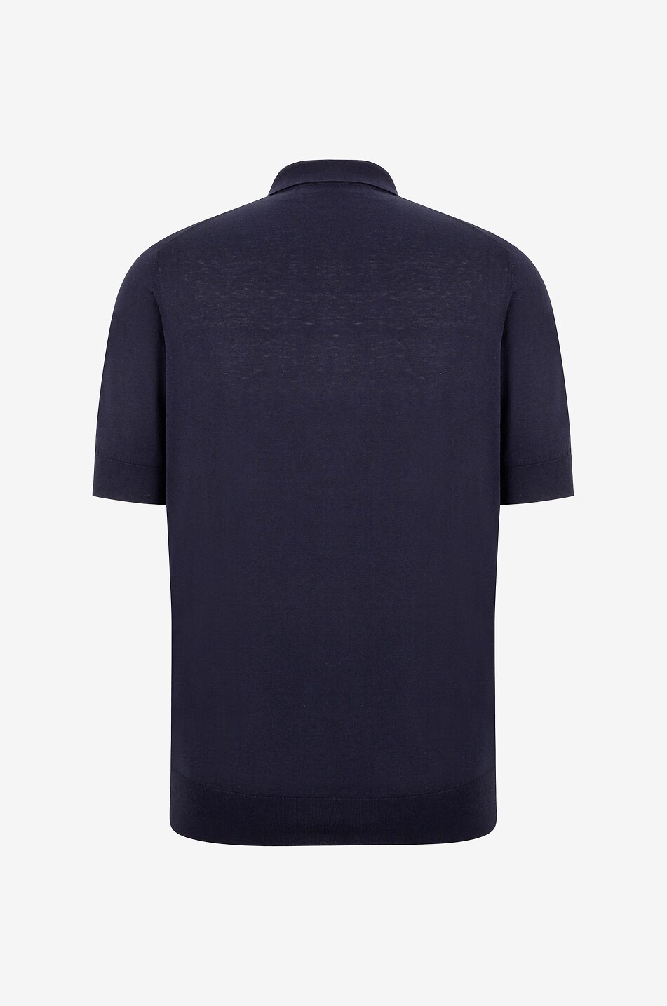 BRUNELLO CUCINELLI Cotton and silk short-sleeved knit polo shirt Men DARK BLUE 2