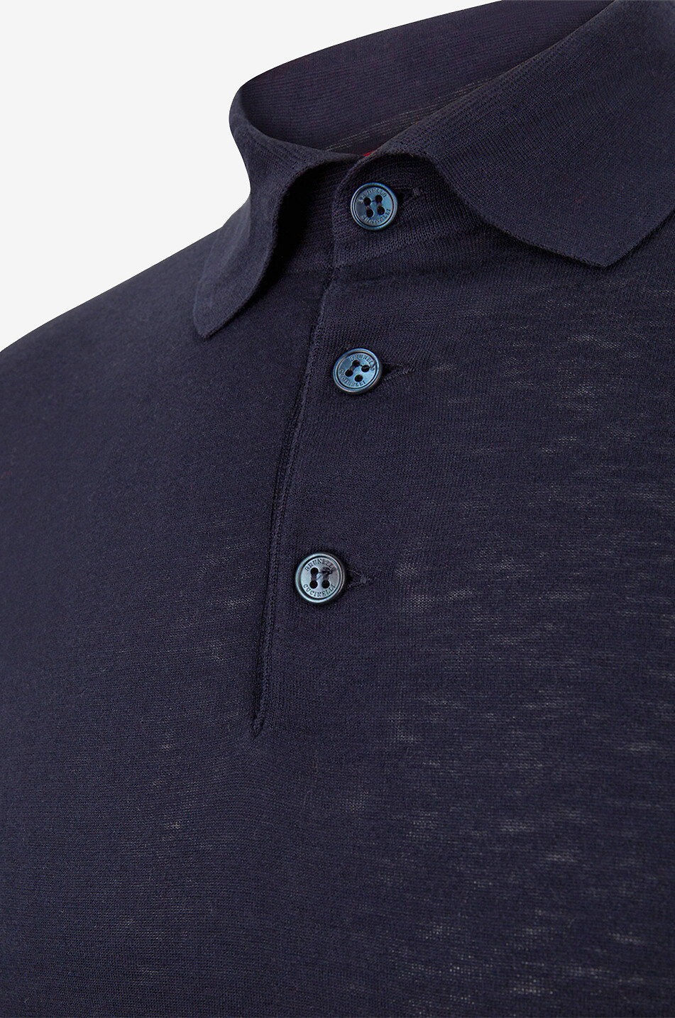 BRUNELLO CUCINELLI Cotton and silk short-sleeved knit polo shirt Men DARK BLUE 3