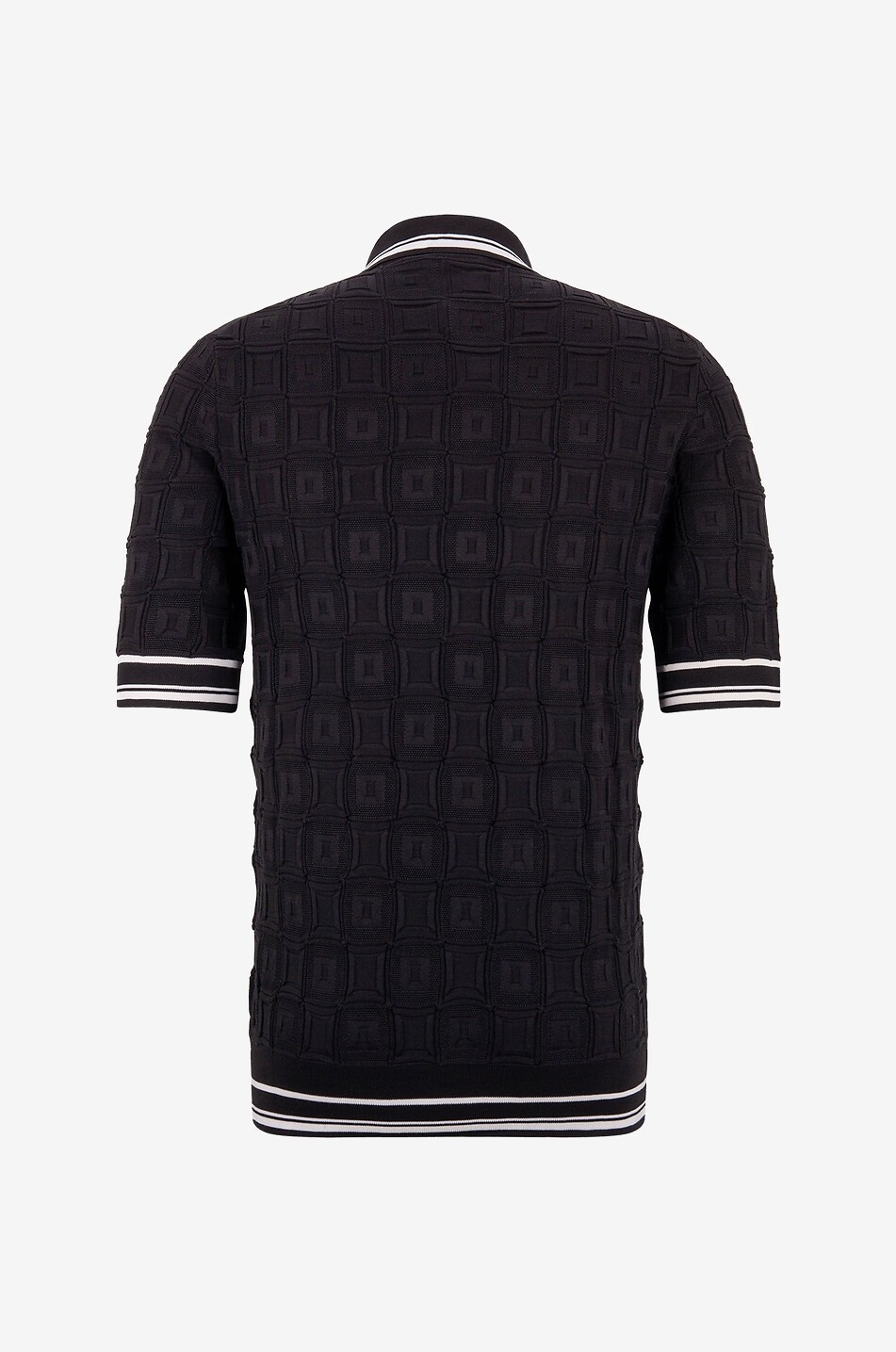 DOLCE & GABBANA DG square patterned silk knit polo shirt Men BLACK 2