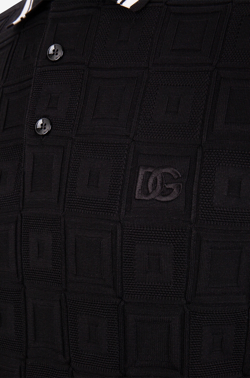 Polo en maille de soie motif carrés DG