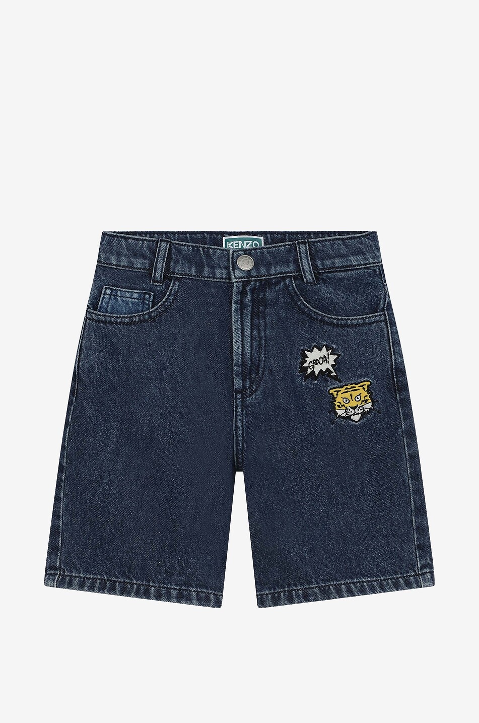 Jungen-Jeansbermudashorts Varsity Tiger