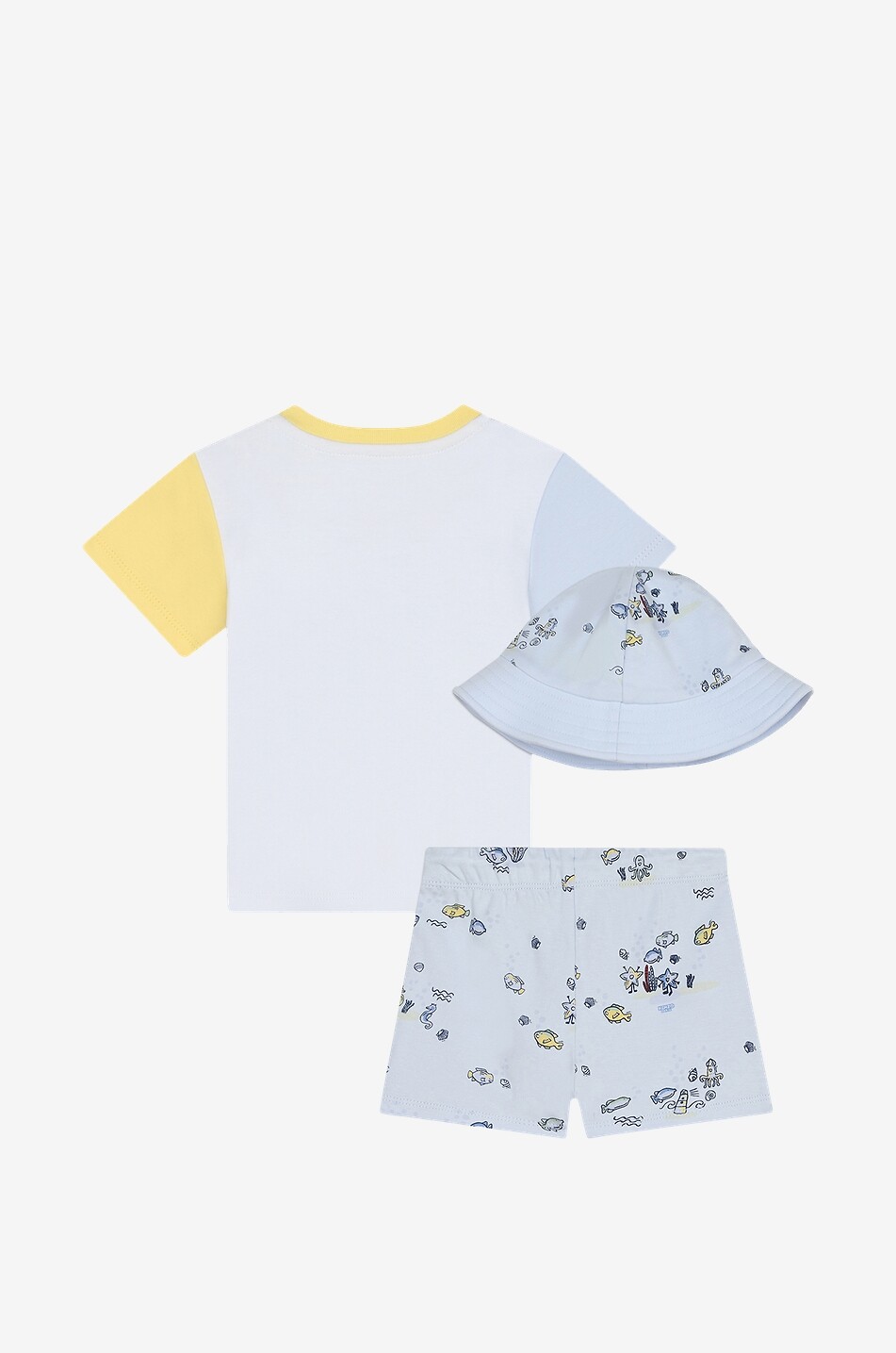 Sailor shorts T-shirt and bucket hat baby set
