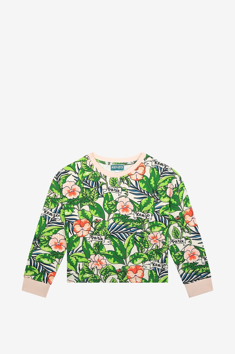 Mädchen-Rundhals-Sweatshirt aus Baumwolle Flower