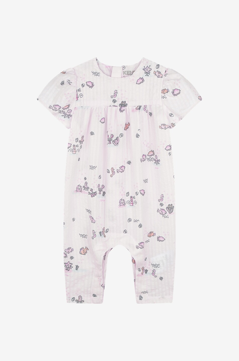 KENZO Combinaison rayée en coton bébé Sailor Bébé ROSE CLAIR 1
