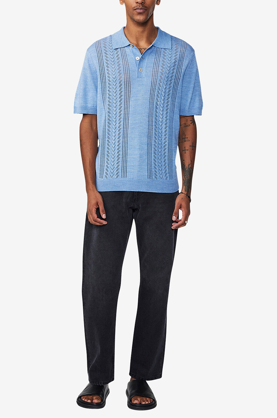 NN07 Chemise à manches courtes en maille ajourée Thor SS 6539 Homme BLEU 2