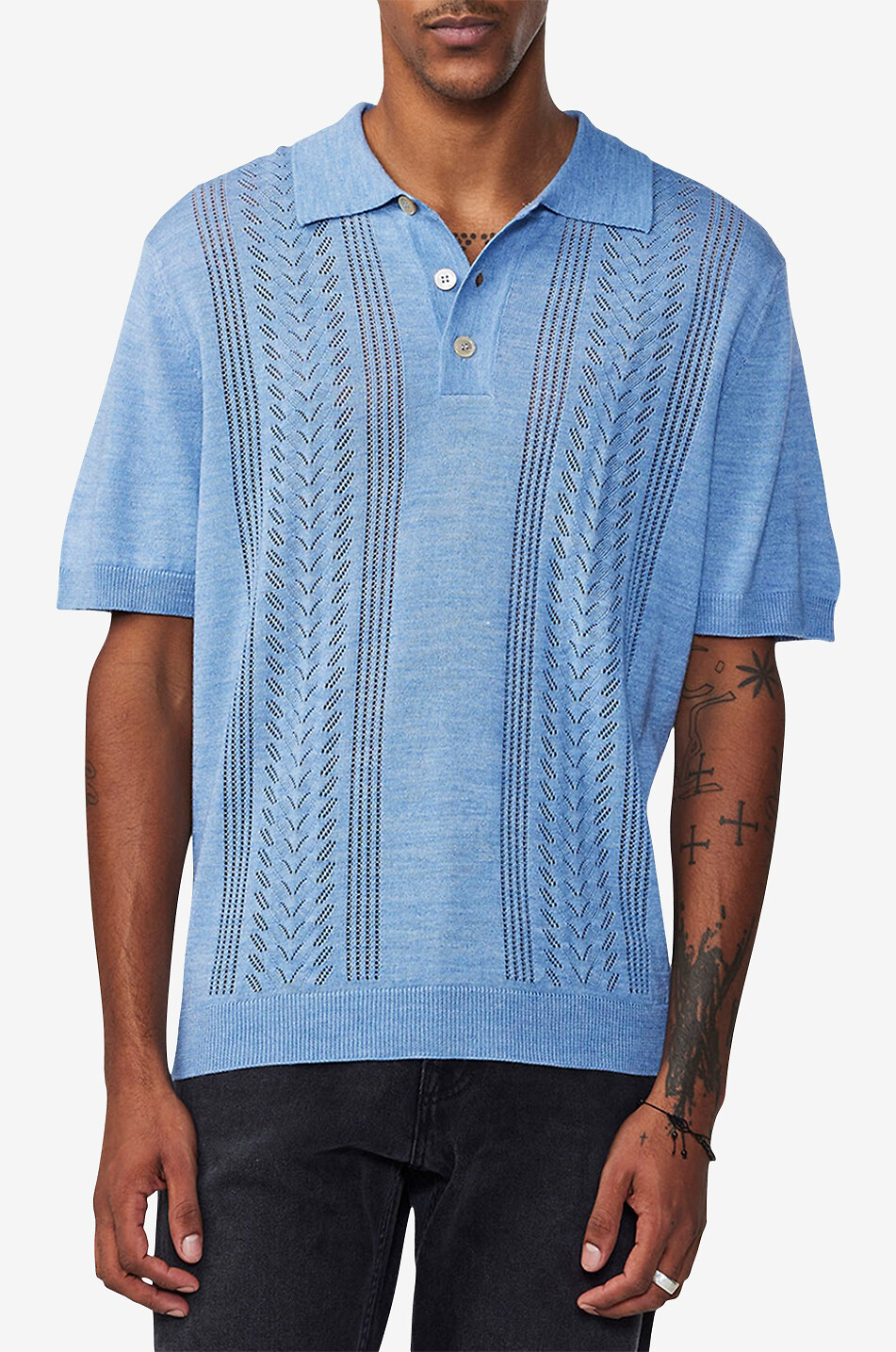 NN07 Chemise à manches courtes en maille ajourée Thor SS 6539 Homme BLEU 5