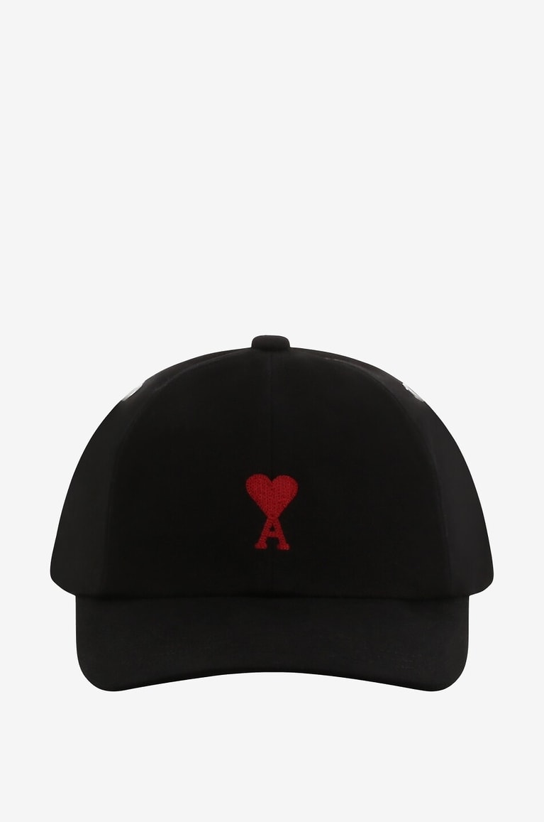 AMI Casquette en gabardine Red Ami de Coeur Homme NOIR 1