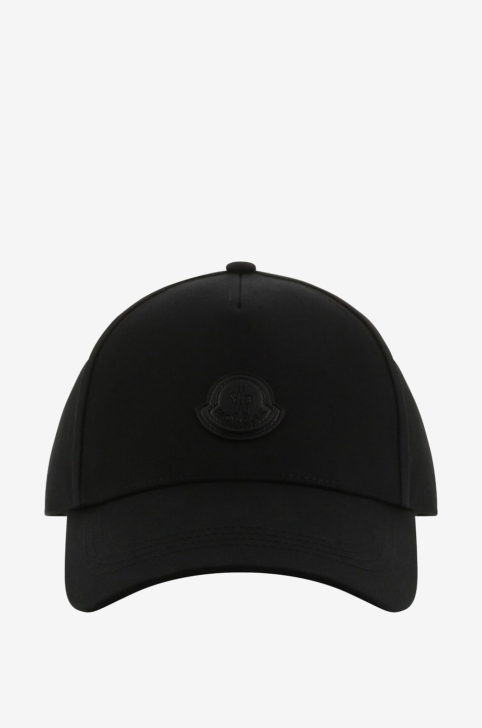 Leather logo adorned gabardine baseball cap