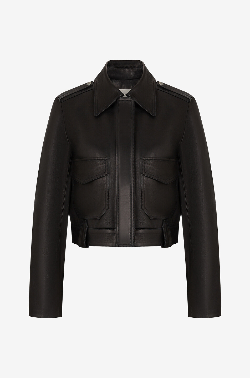 KHAITE The Cordelia cropped leather moto jacket Women BLACK 1