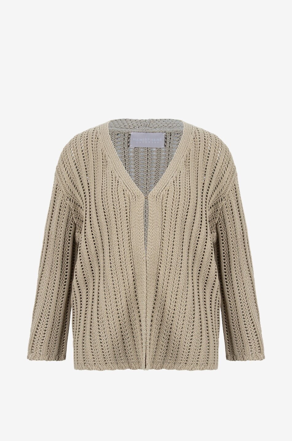 Cardigan ajouré à col V en coton